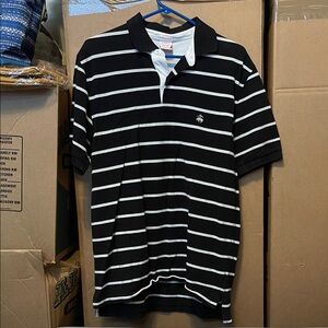 Brooks Brothers Black and White Striped Polo Shirt